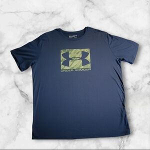 Under Armour Heat Gear navy t with camo screen printing